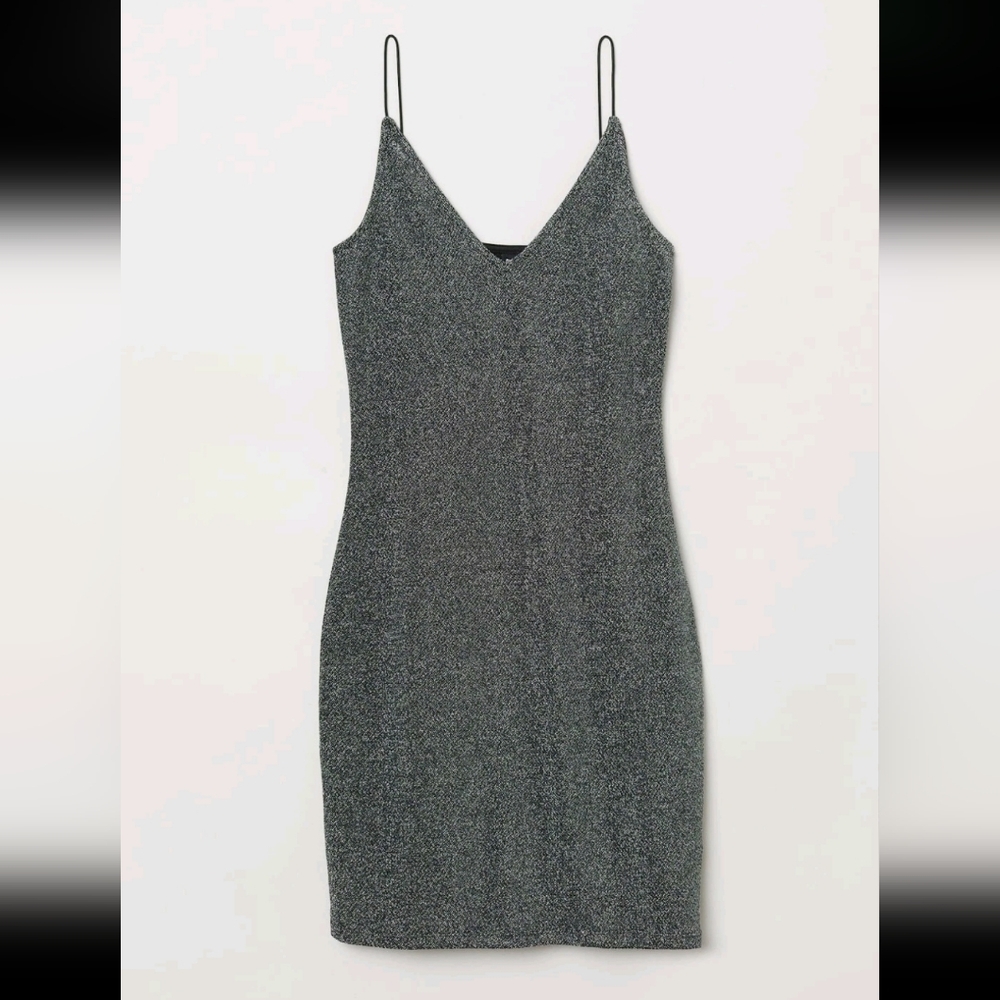 Divided By H&M Womens Mini Dress Size 8 Or M Black Bodycon Glitter
